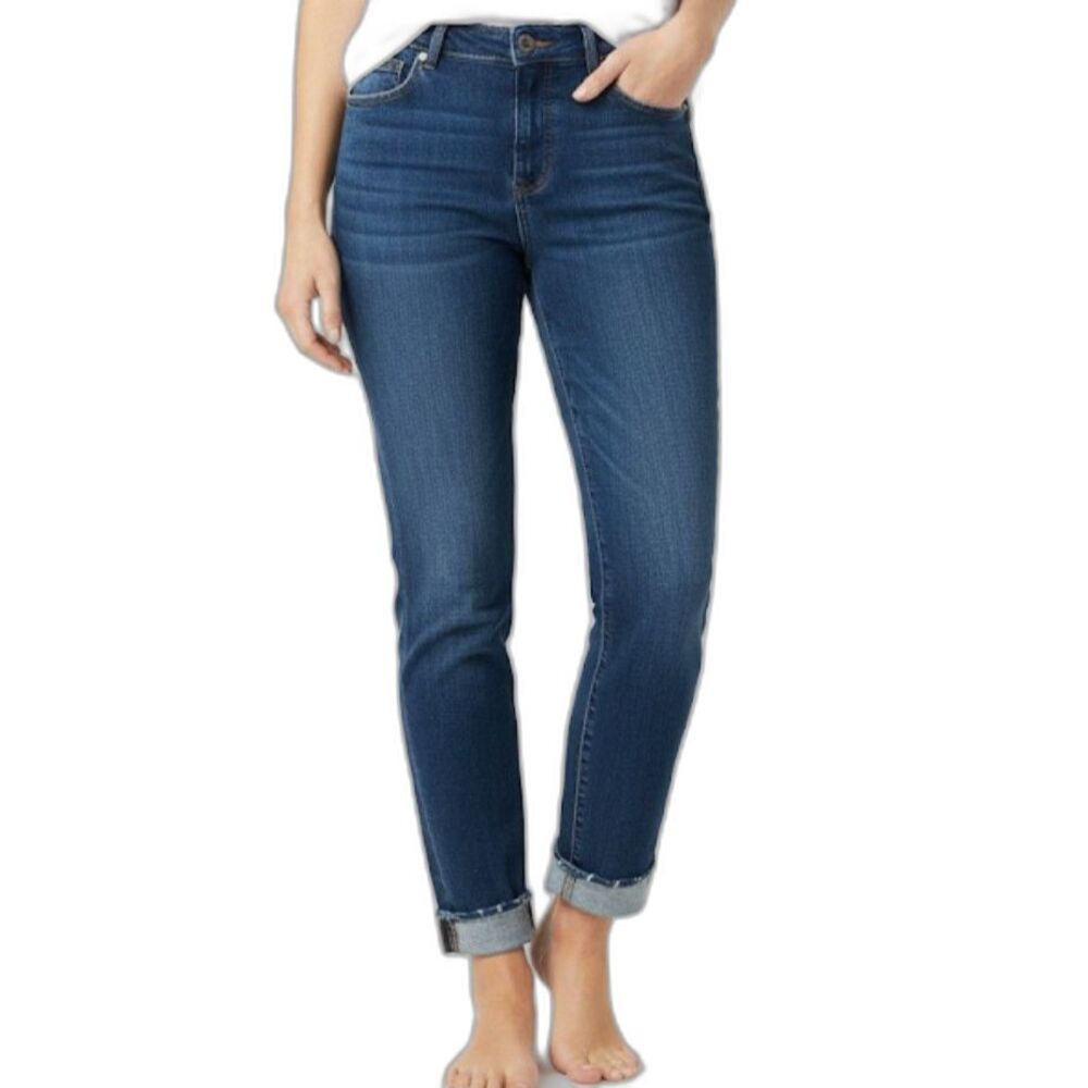 Ann Taylor LOFT Modern Skinny Cuffed Jeans Pants in Blue Wash Size 29/8